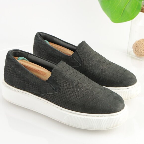 JSlides Womens Jibbie Slip On Shoe Size 8.5 Black Leather Python Platform Sporty - Picture 12 of 12